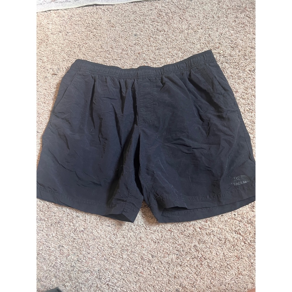 The North Face Mens Class V Belted Shorts Black Nylon Mesh Lined Large 6 Inseam